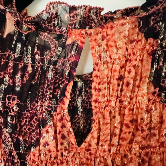 Ulla Johnson silk ruffled sleeve top with shimmering threads - Picture 4 of 5